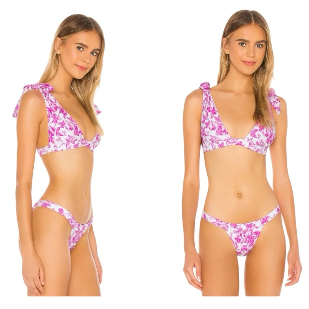 Lovers + Friends Take Me Away Pink Floral Bow Bikini Top - Picture 8 of 8